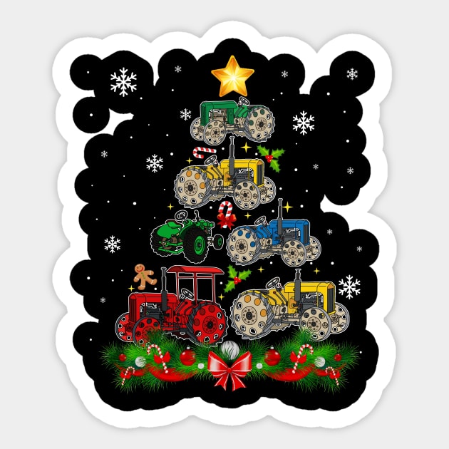 Tractor Christmas Tree Farming funny Xmas Holiday Gift Sticker by Dunnhlpp